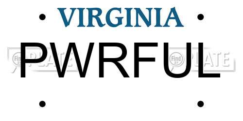 PWRFUL Virginia License Plate
