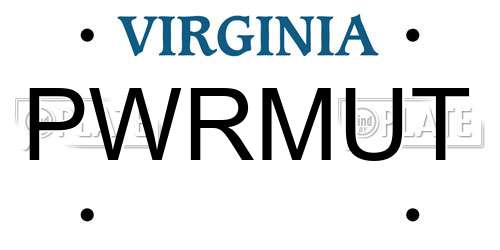 PWRMUT Virginia License Plate