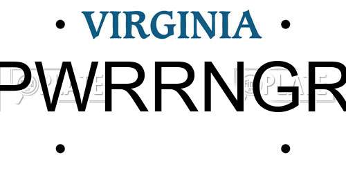 PWRRNGR Virginia License Plate