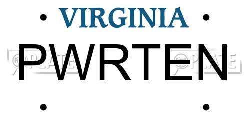 PWRTEN Virginia License Plate