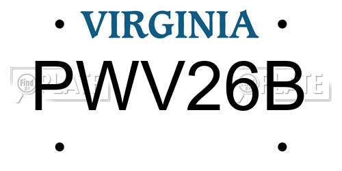 PWV26B Virginia License Plate