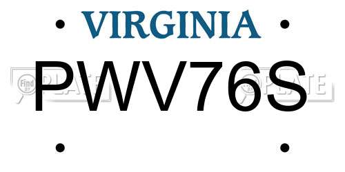 PWV76S Virginia License Plate