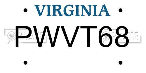 PWVT68 Virginia License Plate