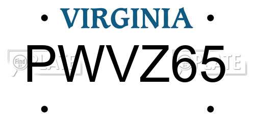 PWVZ65 Virginia License Plate
