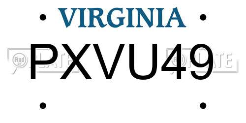 PXVU49 Virginia License Plate
