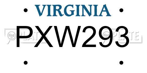 PXW293 Virginia License Plate