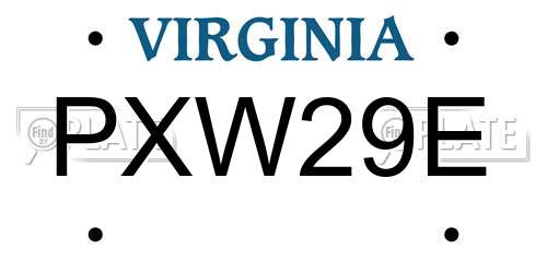 PXW29E Virginia License Plate