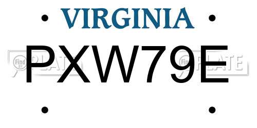PXW79E Virginia License Plate