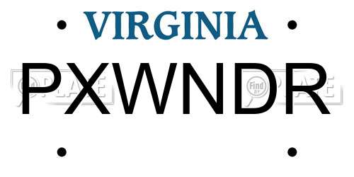 PXWNDR Virginia License Plate