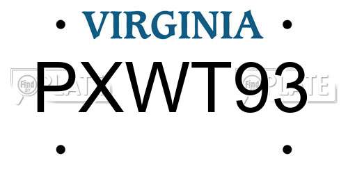 PXWT93 Virginia License Plate