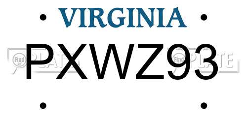 PXWZ93 Virginia License Plate