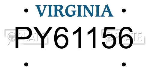 PY61156 Virginia License Plate