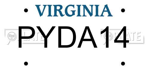 PYDA14 Virginia License Plate
