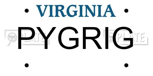 PYGRIG Virginia License Plate