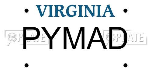 PYMAD Virginia License Plate