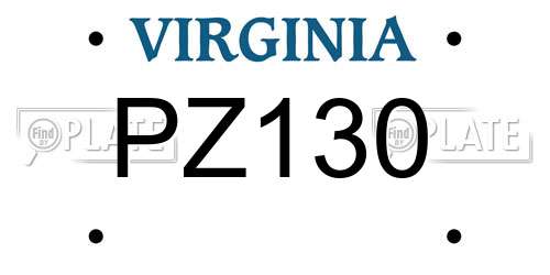 PZ130 Virginia License Plate