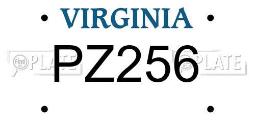 PZ256 Virginia License Plate