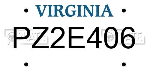 PZ2E406 Virginia License Plate