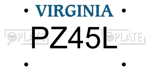 PZ45L Virginia License Plate