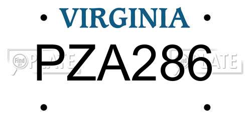 PZA286 Virginia License Plate