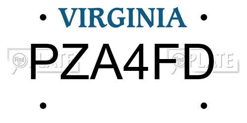 PZA4FD Virginia License Plate