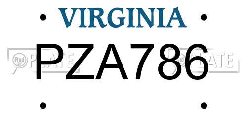 PZA786 Virginia License Plate