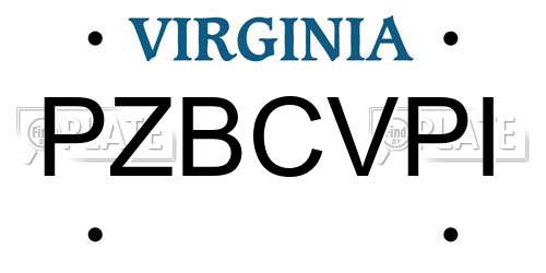 PZBCVPI Virginia License Plate