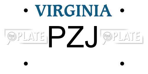 PZJ Virginia License Plate