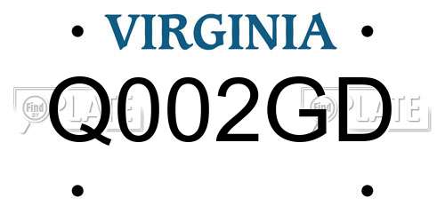 Q002GD Virginia License Plate
