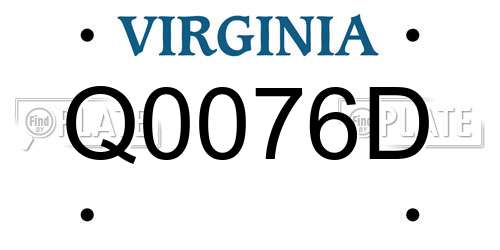 Q0076D Virginia License Plate
