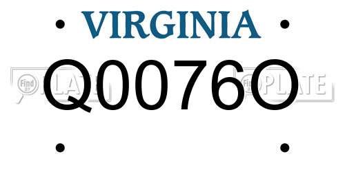 Q0076O Virginia License Plate
