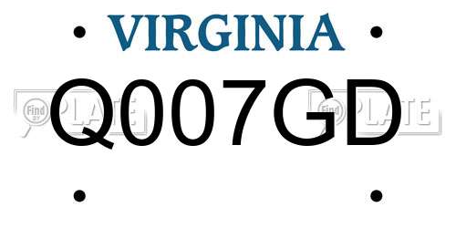 Q007GD Virginia License Plate
