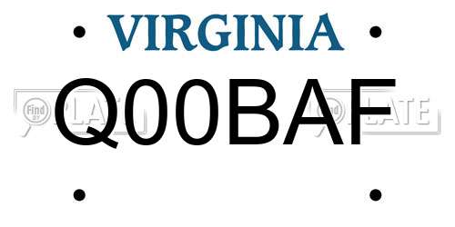 Q00BAF Virginia License Plate