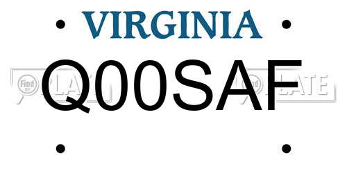 Q00SAF Virginia License Plate