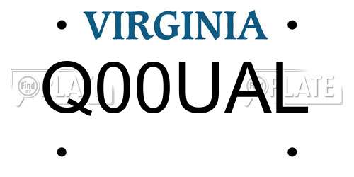 Q00UAL Virginia License Plate