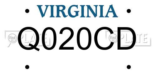 Q020CD Virginia License Plate