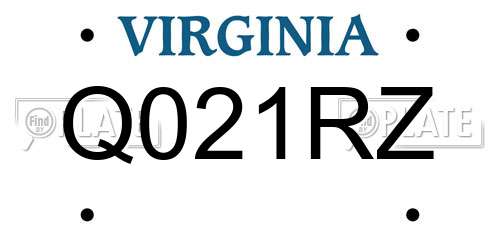 Q021RZ Virginia License Plate