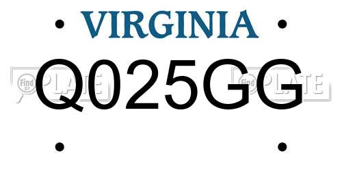 Q025GG Virginia License Plate