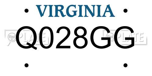 Q028GG Virginia License Plate