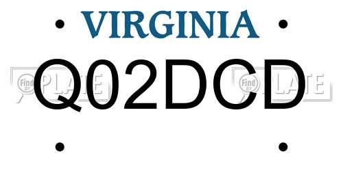 Q02DCD Virginia License Plate
