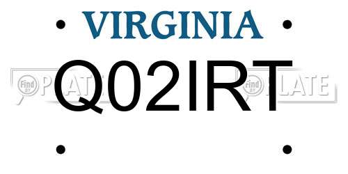 Q02IRT Virginia License Plate