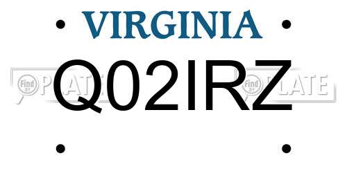 Q02IRZ Virginia License Plate