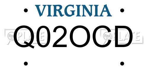Q02OCD Virginia License Plate