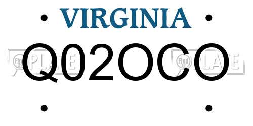Q02OCO Virginia License Plate
