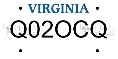 Q02OCQ Virginia License Plate
