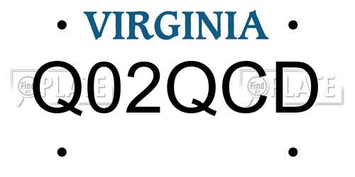 Q02QCD Virginia License Plate