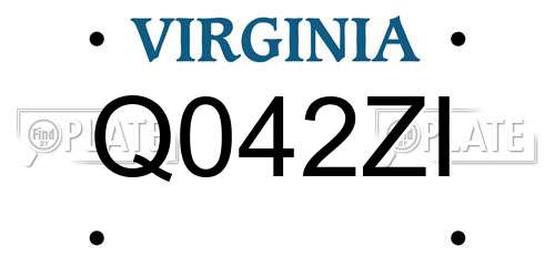 Q042ZI Virginia License Plate