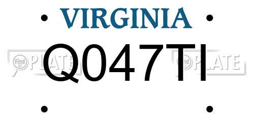 Q047TI Virginia License Plate