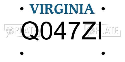 Q047ZI Virginia License Plate