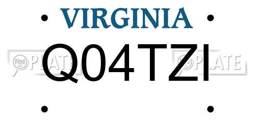 Q04TZI Virginia License Plate